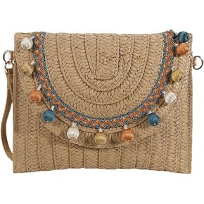 Verdusa Women's Straw Clutch Purses Woven Wristlet Wallet Small Handbags
