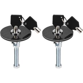 Hood Lock, 2pcs Car Universal Carbon Fiber Engine Hood Cover Lock Key Pin Kit Quick Release Hood Safety Pin Engine Bonnet Lock Kit with Keys