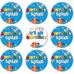 9pcs Birthday Pin, HAHZY Its My Birthday Pin with Birthday Squad Pin, 2.3in Birthday Button Birthday Crew for Women Men, Birthday Girl Pin Birthday Boy Pin Birthday Gifts Party Decorations Supplies