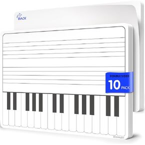 SCRIBBLEDO Keyboard Practice Dry Erase Sheets 11"x14" Music Staff Whiteboard Sheets Musical Key Learning Music Teacher Classroom Supplies Must Haves Pack of 10