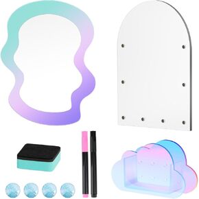 MoKo Locker Accessories Set, 5 in 1 Back to School Supplies College Essentials Includes Magnetic Acrylic Board, Locker Mirror, Markers Holder,Marker Pens and Locker Magnets