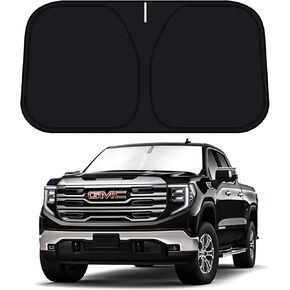 D-Lumina Windshield Sun Shade for 2019-2024 GMC Sierra 1500 2500 3500 Accessories, Front Window Sunshade Sun Visor Protector Block UV Rays Heat, Foldable 2 Layers 210T Material