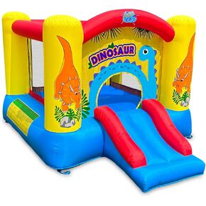Action Air Dinosaur Inflatable Bounce House with Blower, Durable & Extra Thick Bouncy Castle for Kids, Indoor/Outdoor Fun, Easy Setup, Safety Netting & Carrying Bag Included