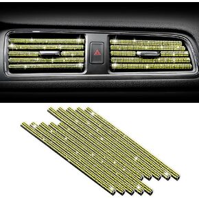 SINGARO 10 Pieces Car Air Conditioner Bling Air Outlet Decorative Strips, Shiny Rhinestone Bendable Decorative Strips, Universal for Most Air Outlets, Car Interior Accessories(Yellow)