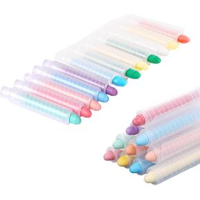 12pcs Dustless Chalk for Kids, Colored Sidewalk Chalk With Holder, Color twistable Chalk Washable Chalkboard Chalk Kids' Drawing Chalks for Blackboard Toddler Children Drawing Writing.