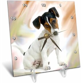 3dRose dc_4236_1 Jack Russell Terrier Desk Clock, 6 by 6-Inch