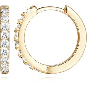 NEARLAND 14K Gold Hoop Earrings for Women 14K Gold Earrings Small Gold Hoop Earrings Hypoallergenic Lightweight Gold Earrings for Women with Round Cubic Zirconia Gold Huggie Hoop Earrings Gifts for Women 12/14/16/20/25/30MM