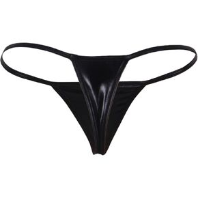 ohyeahlady Womens Sexy G-String Thongs Leather Bikini Panties Micro Underwear Low Rise T-Back Lingerie Underpants Plus Size