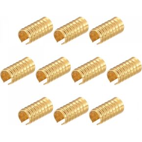 uxcell 200Pcs Leather Rope Clips, 10x13mm Foldable Cylindrical Cord End Crimp for Lanyard, Tassel, DIY Crafts, Silver Tone