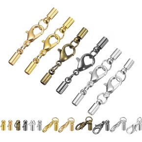 uxcell 30Sets 8mm Leather Cord End Caps with Lobster Claw Clasps, Barrel Terminators for DIY Making Leather Bracelets, 6 Colors in 1Set