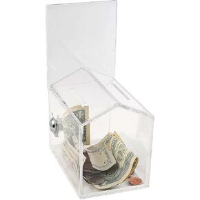 Dog House shelter shaped charity Donation coin collection money piggy bank ballot box animal house suggestion and fundraising box with Cam-lock and 2 Keys (Red)