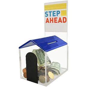 Dog House shelter shaped charity Donation coin collection money piggy bank ballot box animal house suggestion and fundraising box with Cam-lock and 2 Keys (Red)