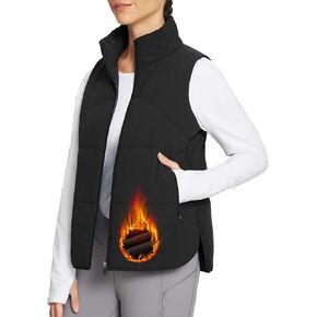 BALEAF Women's Puffer Vest with Side Splits Running Sleeveless Jacket Fall Winter Lightweight Warm Vests