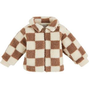 Mud Pie Girls Children Tan Check Sherpa Jacket