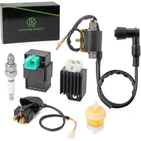 Ignition Coil Kit with 5 Pin AC CDI Box Voltage Regulator Rectifier Solenoid Relay & Spark Plug for Kazuma Meerkat 50cc Falcon 70cc 90cc 110cc Taotao Roketa Coolster 110CC ATV 3050B