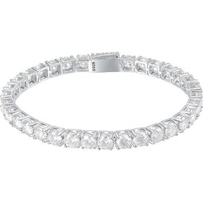 Gem's Beauty Moissanite Tennis Bracelet – Lab-Created D Color/VVS1 Clarity 925 Silver Plated 18k White Gold Bracelet for Women and Men 3mm - 5mm GRA Certified Gift