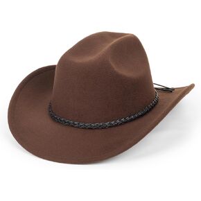 Classic Western Cowboy Hat for Men Women Brown Cowgirl Hat Roll Up Fedora Hats Size: Medium