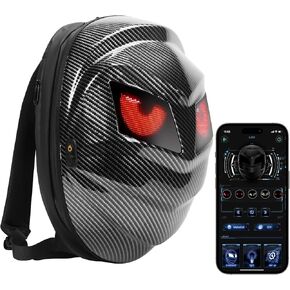 Smart Motorcycle Backpack for Men,DIY Programmable LED Black Knight Backpack Luminous Waterproof Motorcycle Riding Helmet Bag Backpack,Motorbike Luggage Laptop Bag(Motorcycle Synchronization)
