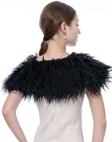 Women Viking Faux Fur Curved Collar Mantle Shawl Warp Warrior Cape Cosplay Halloween LARP Party Costume Accessory in Kuwait