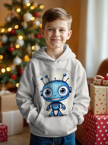 3D Printed Hoodies For Boys Girls Kids Sweatshirts Pullover Novelty Cool Clothes Black Red in Saudi Arabia