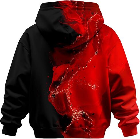 3D Printed Hoodies For Boys Girls Kids Sweatshirts Pullover Novelty Cool Clothes Black Red in Saudi Arabia