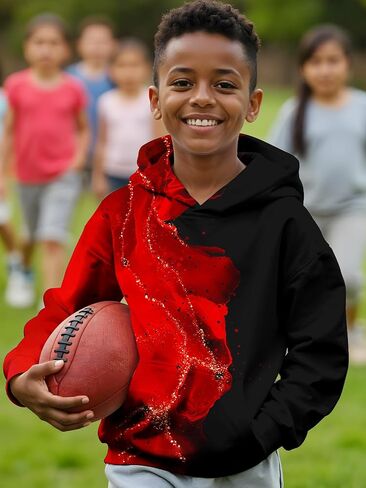 3D Printed Hoodies For Boys Girls Kids Sweatshirts Pullover Novelty Cool Clothes Black Red in Saudi Arabia