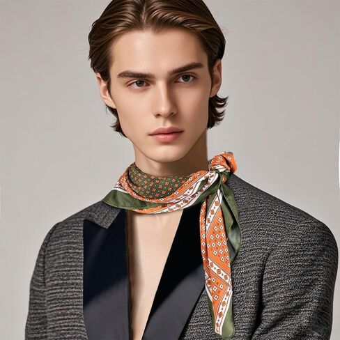 وشاح مربع بملمس الحرير الساتان وشاح رأس مطبوع عتيق وشاح باندانا للرجال والنساء زي الهالوين in Kuwait