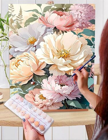 LWZAYS Flower Paint by Numbers Kits for Adults, Flowers Paint by Numbers Kits on Canvas, DIY Flowers Oil Painting Drawing Paintworks Gifts for Home Decor Without Frame, 16x20in in Saudi Arabia