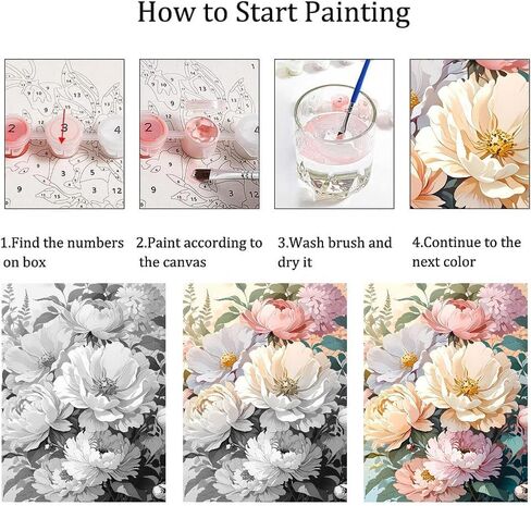 LWZAYS Flower Paint by Numbers Kits for Adults, Flowers Paint by Numbers Kits on Canvas, DIY Flowers Oil Painting Drawing Paintworks Gifts for Home Decor Without Frame, 16x20in in Saudi Arabia