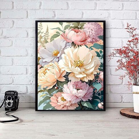 LWZAYS Flower Paint by Numbers Kits for Adults, Flowers Paint by Numbers Kits on Canvas, DIY Flowers Oil Painting Drawing Paintworks Gifts for Home Decor Without Frame, 16x20in in Saudi Arabia