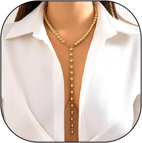White Imitation Pearl Y-Necklace Choker for Women,Boho Retro Long Bead Chain Necklace,Romantic Bride Gentle Jewelry Gift for Wedding in Saudi Arabia