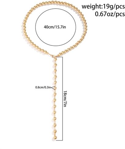 White Imitation Pearl Y-Necklace Choker for Women,Boho Retro Long Bead Chain Necklace,Romantic Bride Gentle Jewelry Gift for Wedding in Saudi Arabia