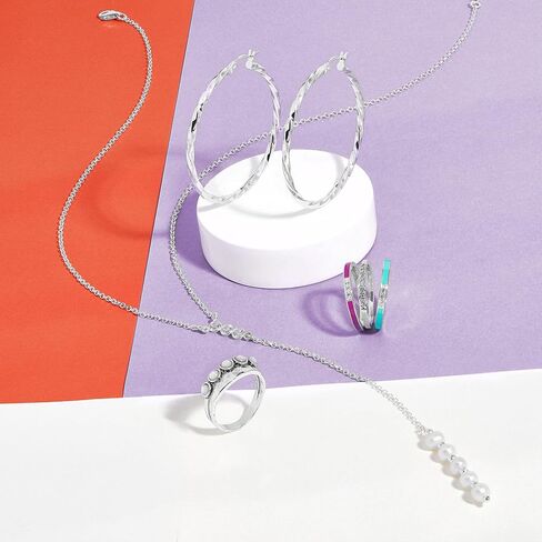 قلادة Silpada "Sparkle and Shine" من الفضة الإسترليني ولؤلؤ المياه العذبة المزروعة وزركونيا مكعبة، 18 بوصة + 2 بوصة in Kuwait