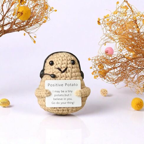 Positive Mini Potato Funny Gifts, Emotional Support Potatoes Desk Decoration Crochet Birthday Gifts for Women Mom Best Friend in Saudi Arabia