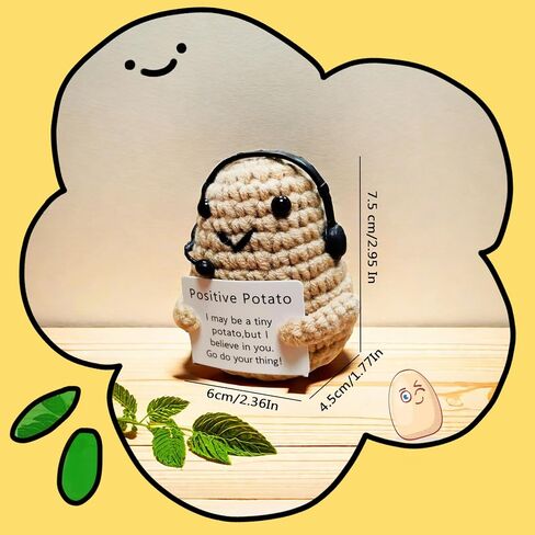 Positive Mini Potato Funny Gifts, Emotional Support Potatoes Desk Decoration Crochet Birthday Gifts for Women Mom Best Friend in Saudi Arabia
