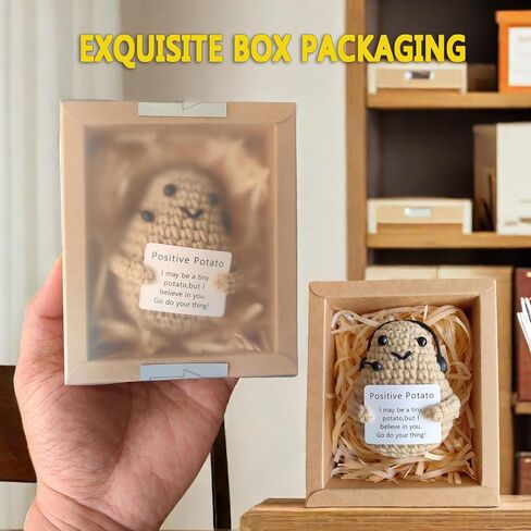 Positive Mini Potato Funny Gifts, Emotional Support Potatoes Desk Decoration Crochet Birthday Gifts for Women Mom Best Friend in Saudi Arabia