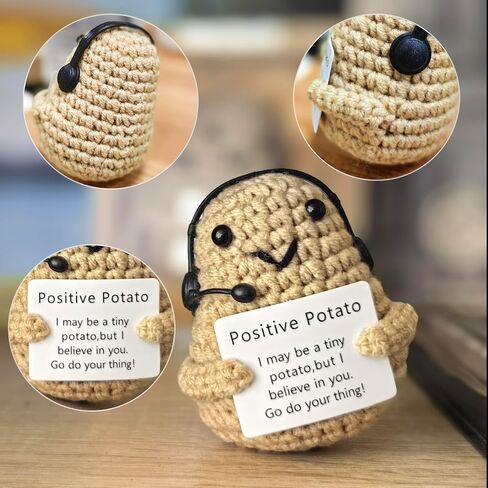 Positive Mini Potato Funny Gifts, Emotional Support Potatoes Desk Decoration Crochet Birthday Gifts for Women Mom Best Friend in Saudi Arabia
