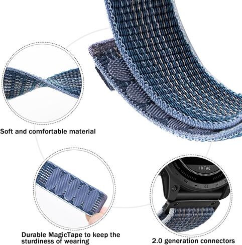 22mm Quickfit Watch Bands compatible with Garmin Quatix 7 Pro/Fenix 7X Pro/7/6 Pro/5 plus/5/Instinct/Forerunner 965 955 945 935/Epix 2/Descent G1 Hook&Loop Sport Nylon Replacement Watch Strap For Men in Saudi Arabia