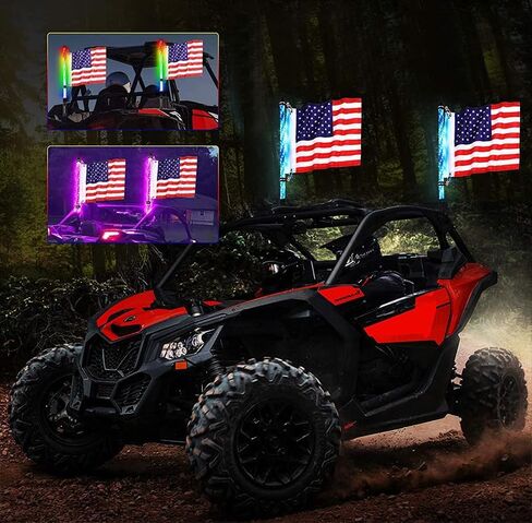 2pcs 2FT Whip Lights LED Whip Lights for UTV ATV Spiral RGB Chasing Lighted Antenna Whips with APP & Remote Control for Can-Am X3 RZR Off-Road Ranger Wrangler Sand Buggy Dune (2 ft) in Saudi Arabia