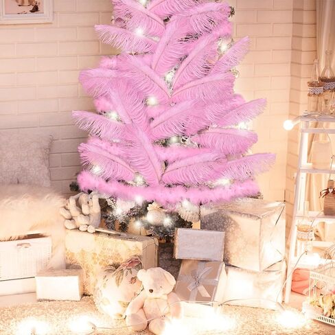 Maysing 104 Pcs Feathers for Christmas Tree,100 Pcs Natural Ostrich Feathers 4 Pcs Feather Garlands Fluffy Feather Boa for Christmas Decoration, Wedding Centerpieces, Birthday Party, DIY Craft (Xmas) in Saudi Arabia