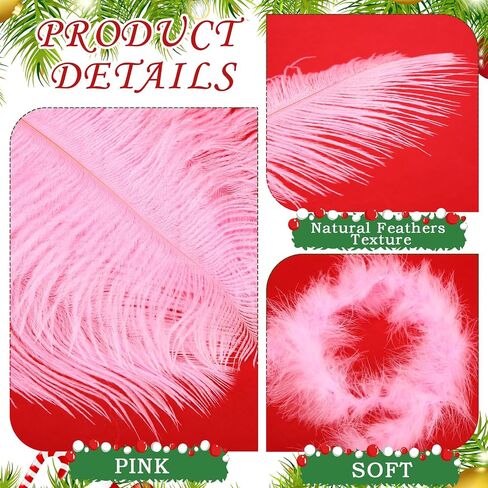 Maysing 104 Pcs Feathers for Christmas Tree,100 Pcs Natural Ostrich Feathers 4 Pcs Feather Garlands Fluffy Feather Boa for Christmas Decoration, Wedding Centerpieces, Birthday Party, DIY Craft (Xmas) in Saudi Arabia