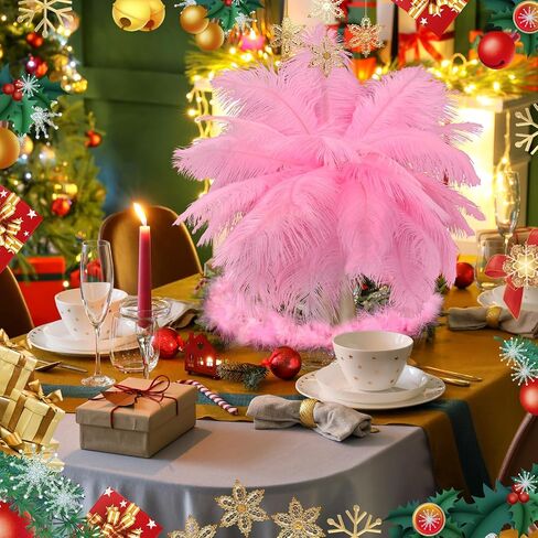 Maysing 104 Pcs Feathers for Christmas Tree,100 Pcs Natural Ostrich Feathers 4 Pcs Feather Garlands Fluffy Feather Boa for Christmas Decoration, Wedding Centerpieces, Birthday Party, DIY Craft (Xmas) in Saudi Arabia