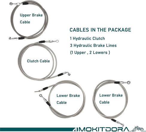 MoKitDora 12"-14" Handlebar Cable Kit Hydraulic Clutch and Brake Lines for Harley Touring 2013 CVO Road Glide and 2014-2016 Street Glide FLHX/Electra Glide FLHT w/ABS, Chrome in Saudi Arabia