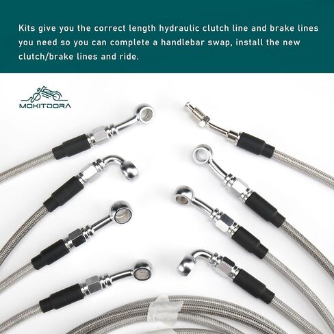 MoKitDora 12"-14" Handlebar Cable Kit Hydraulic Clutch and Brake Lines for Harley Touring 2013 CVO Road Glide and 2014-2016 Street Glide FLHX/Electra Glide FLHT w/ABS, Chrome in Saudi Arabia