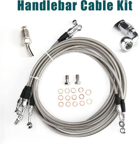 MoKitDora 12"-14" Handlebar Cable Kit Hydraulic Clutch and Brake Lines for Harley Touring 2013 CVO Road Glide and 2014-2016 Street Glide FLHX/Electra Glide FLHT w/ABS, Chrome in Saudi Arabia