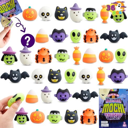 JOYIN 36 Pcs Halloween Mochi Squishy Toy in Blind Bags with 12 Halloween Characters for Stress Relief, Halloween Mystery Toy Surprise Bag for Kids Halloween Party Favors, Halloween Goodie Fillers in Saudi Arabia