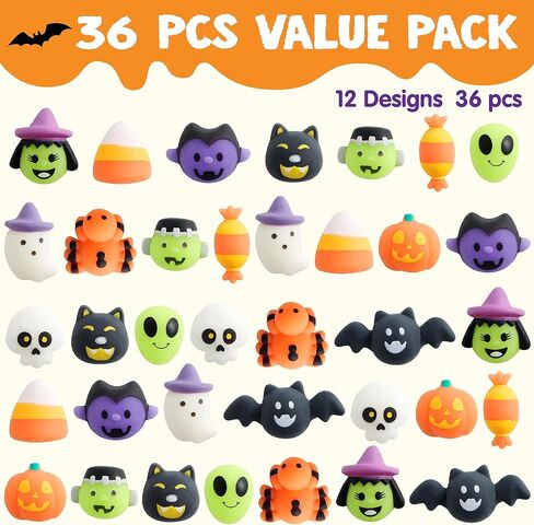JOYIN 36 Pcs Halloween Mochi Squishy Toy in Blind Bags with 12 Halloween Characters for Stress Relief, Halloween Mystery Toy Surprise Bag for Kids Halloween Party Favors, Halloween Goodie Fillers in Saudi Arabia