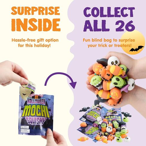 JOYIN 36 Pcs Halloween Mochi Squishy Toy in Blind Bags with 12 Halloween Characters for Stress Relief, Halloween Mystery Toy Surprise Bag for Kids Halloween Party Favors, Halloween Goodie Fillers in Saudi Arabia