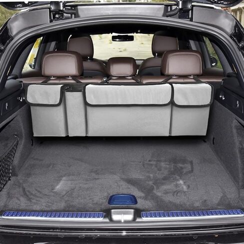 Car Trunk Organizer, Backseat Hanging Large Storage with Adjustable Straps,Waterproof PVC Collapsible Cargo Bag, Car Interior Accessories for Auto SUV MPV (Black) in Saudi Arabia