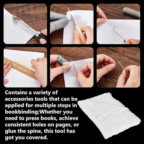 AHANDMAKER 12 × 8 كتاب تجليد الكتب، مجموعات تجليد الكتب، لوازم تجليد الكتب مع مجلد العظام، إبر العين الكبيرة، قماش الكتاب، أدوات بدء تجليد الكتب الخشبية للكتب اليدوية DIY، زهرة الصحافة in Saudi Arabia
